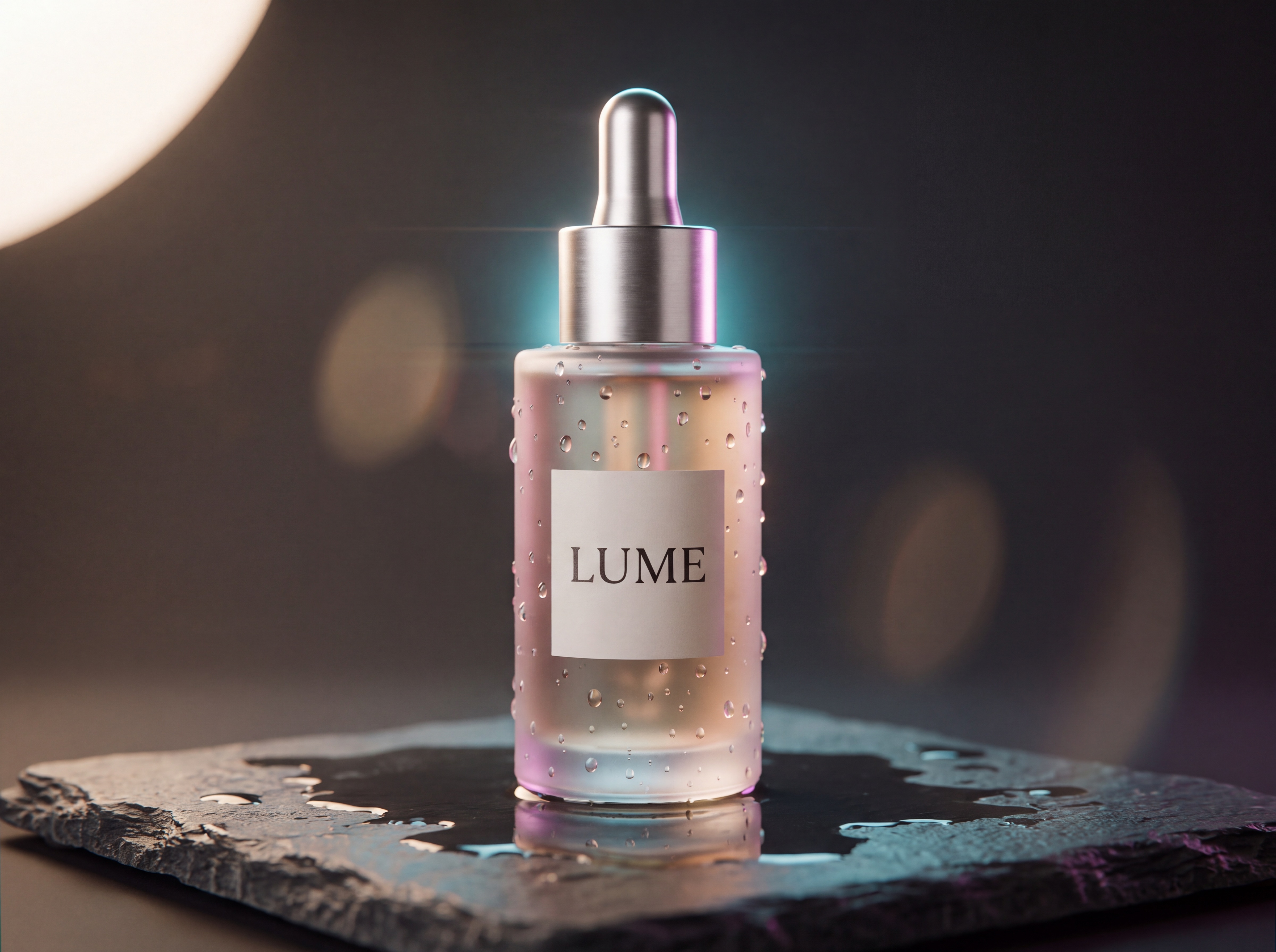 KI-Produktfotografie: LUME Serum im Neon-Studio